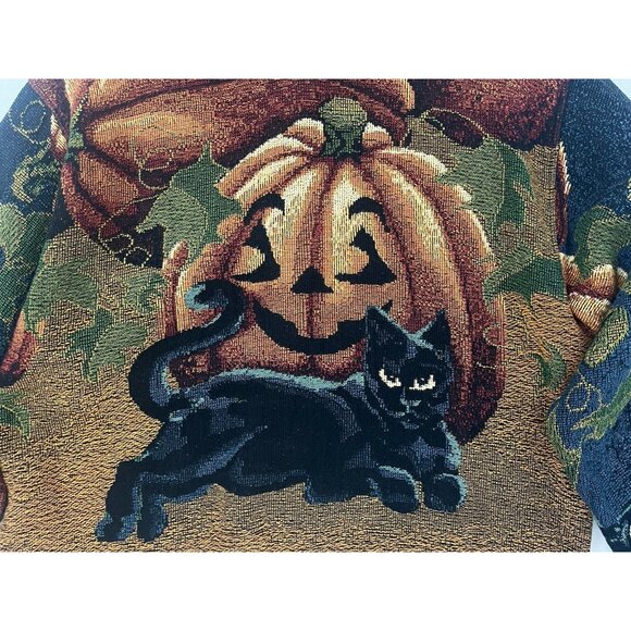 Sugar Street Weavers Tapestry Blanket Coat Jacket Halloween Cats Pumpkins OS - Picture 9 of 9